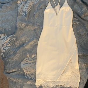 White midi lace dress